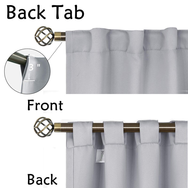 BGment Rod Pocket and Back Tab Blackout Curtains for Bedroom - Thermal Insulated Room Darkening Curtains for Living Room, 2 Window Curtain Panels (38 x 45 Inch, Light Grey) - Image 2